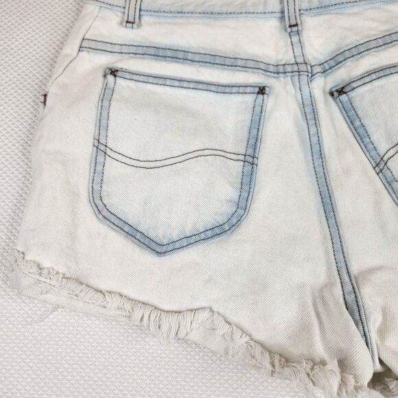Lee Cut Off Shorts Womens Size M Blue Bleached Upcycled Shredded Frayed - Picture 3 of 8